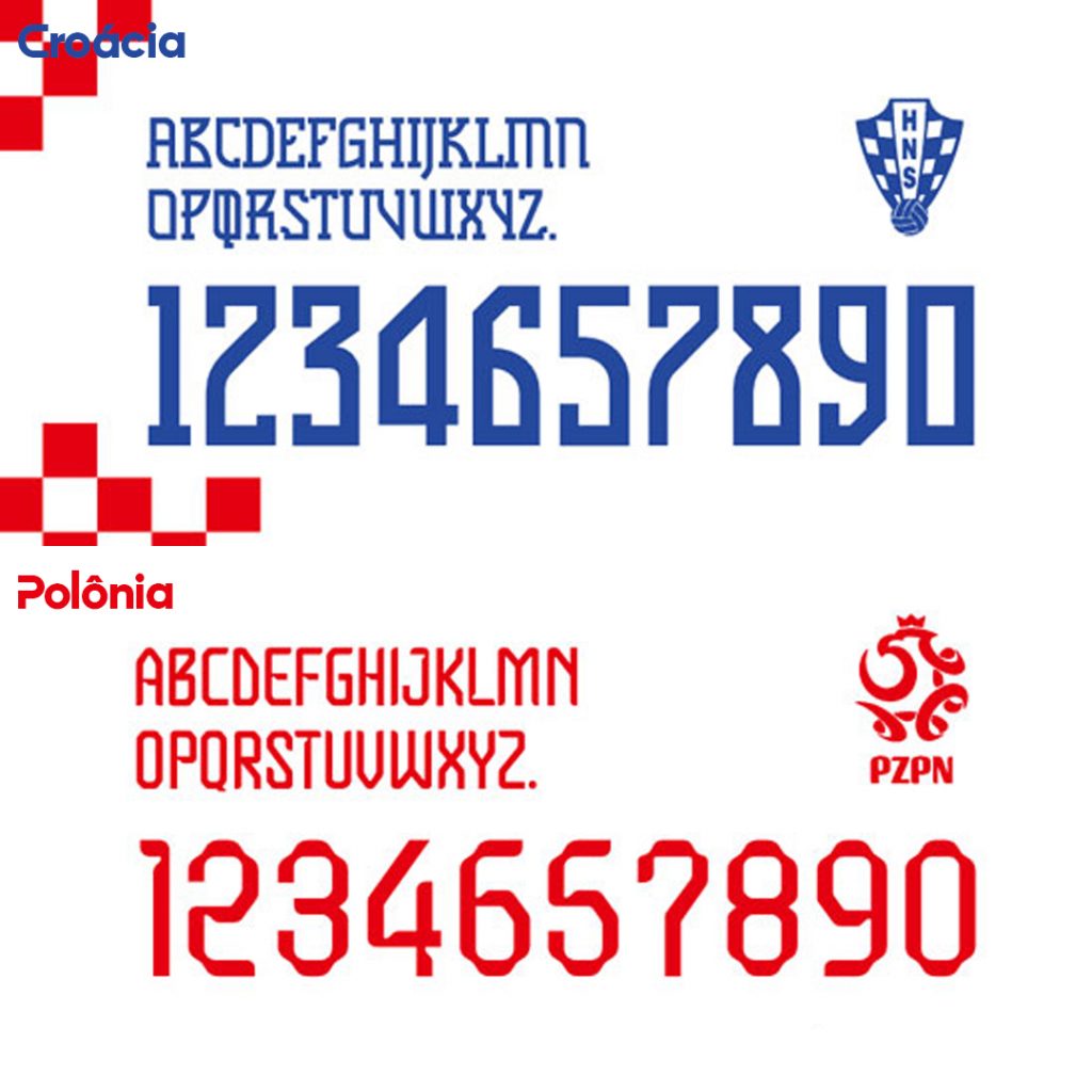 Tipografia das seleções da Croácia e Polônia