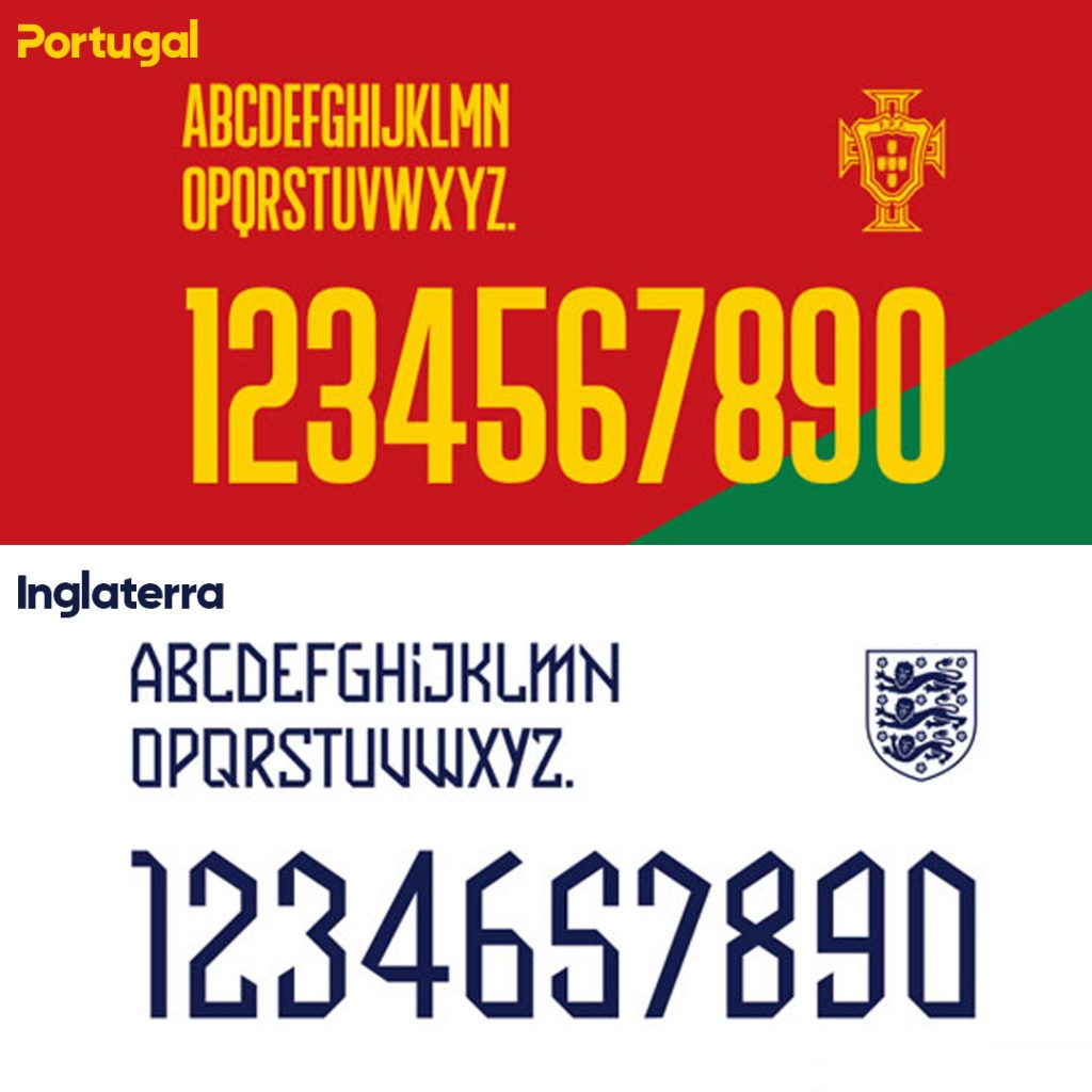 Tipografia das seleções de Portugal e Inglaterra