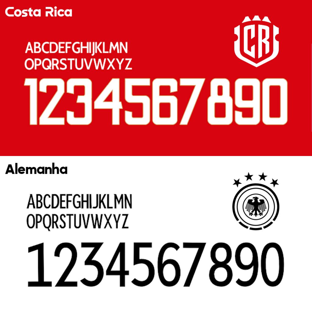 Tipografia das seleções da Costa Rica e Alemanha