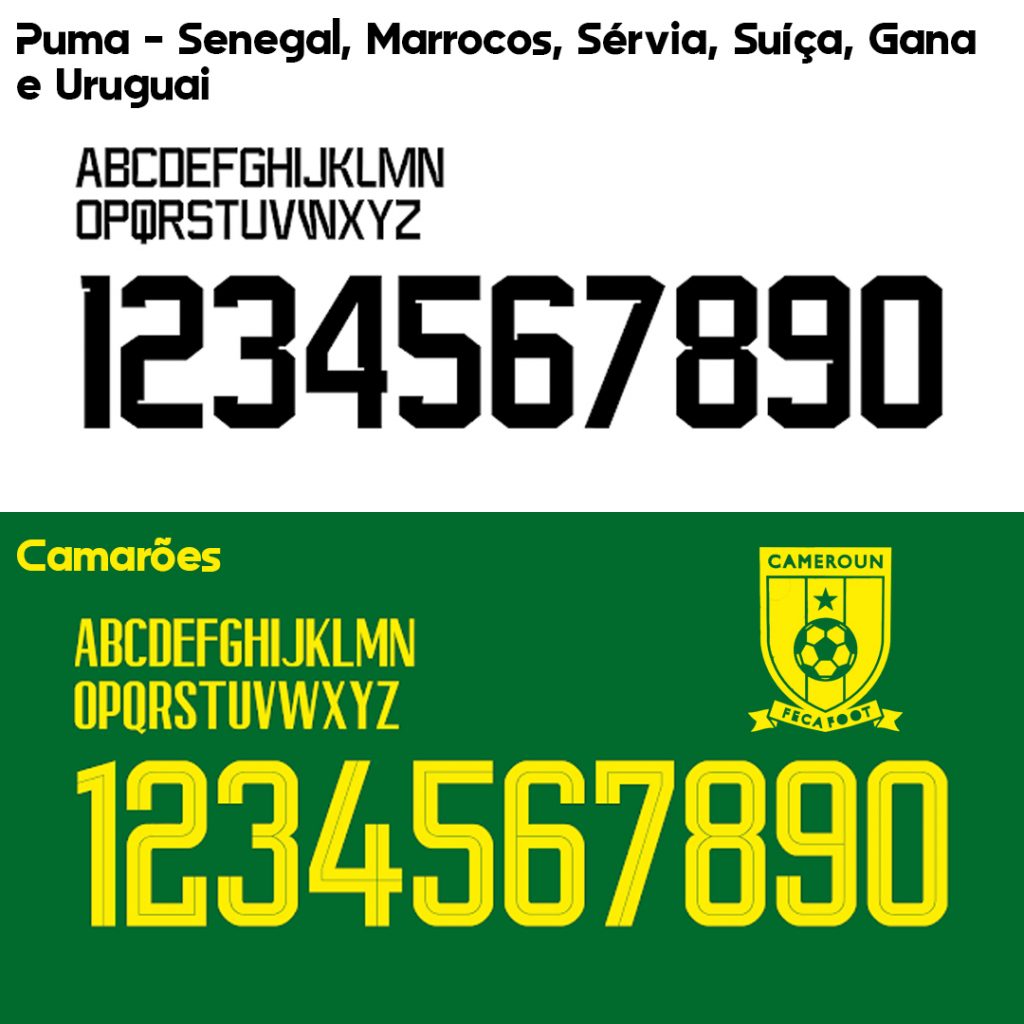 Tipografia das seleções da Puma e Uruguai